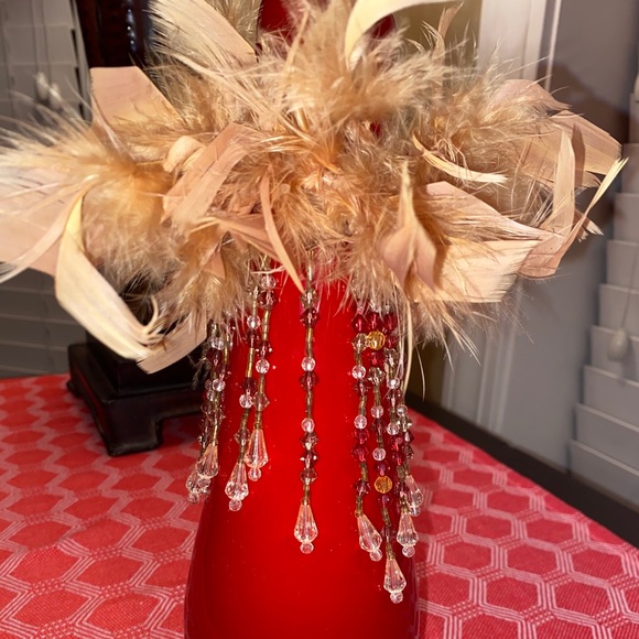 Feathers and Beading Wine bottle adornment - Picture 5 of 16